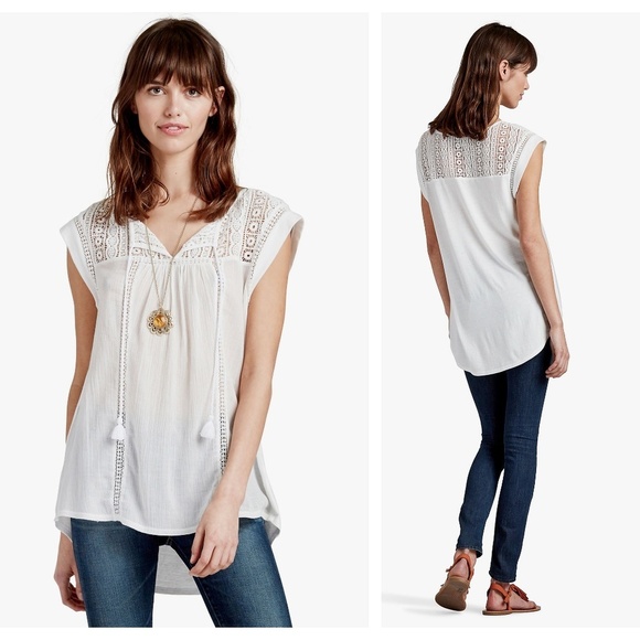 Lucky Brand Tops - Lucky Brand Lace Yoke Top Small